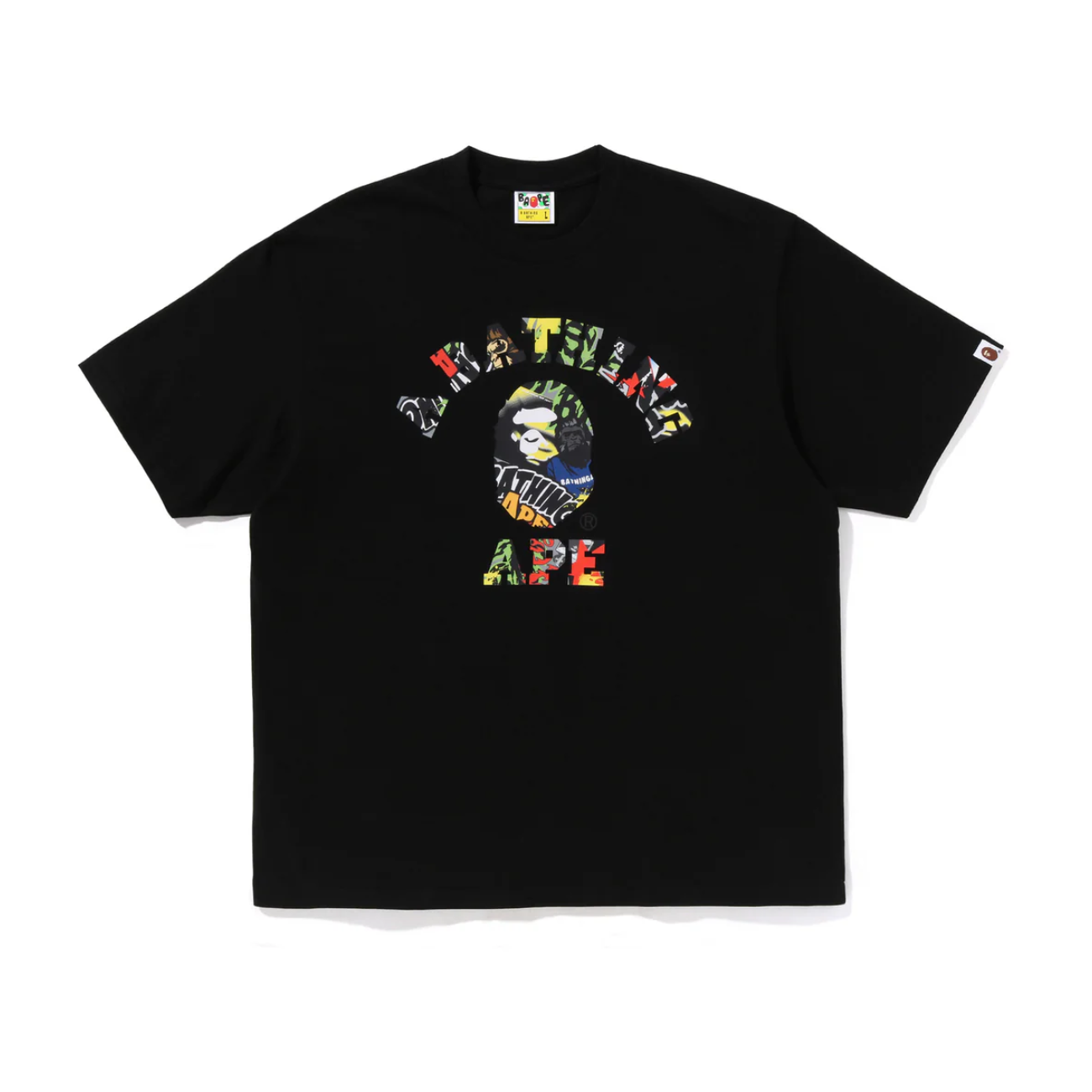Polera BAPE Multi Logo College Relaxed Fit Black