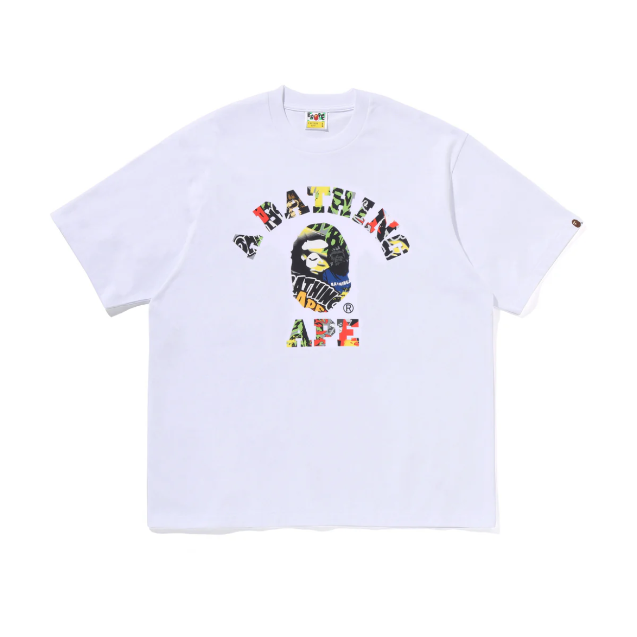 Polera BAPE Multi Logo College Relaxed Fit White