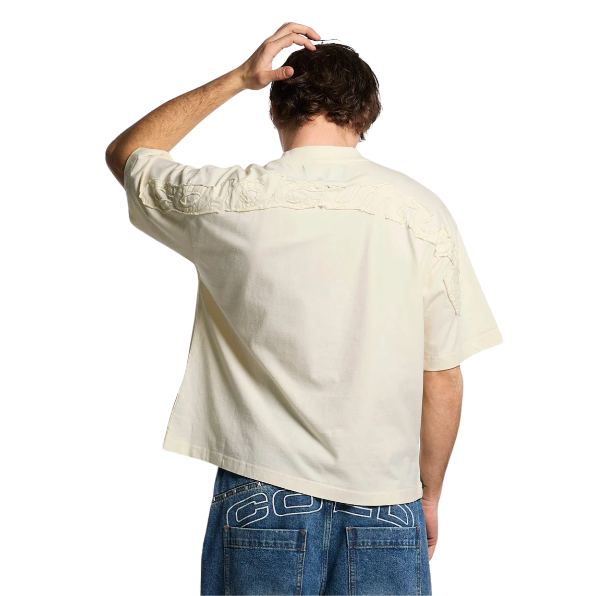 Polera Cold Culture Distress Curved Cream
