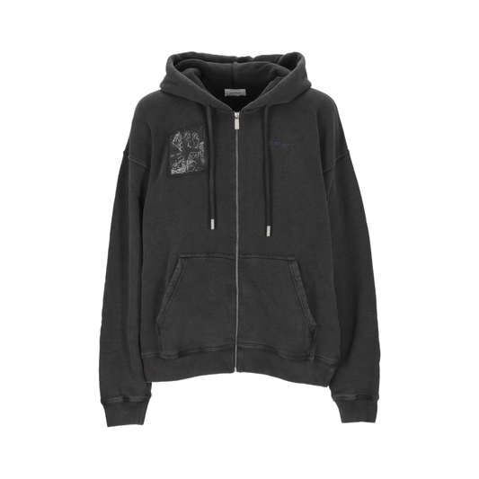 Poleron Off-White Faded Paiting Skate Zip Vintage Black