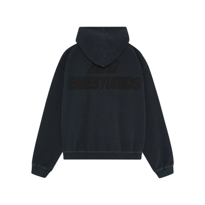 Poleron Eme Studios Waffle Navy Croped Boxy Full Zip