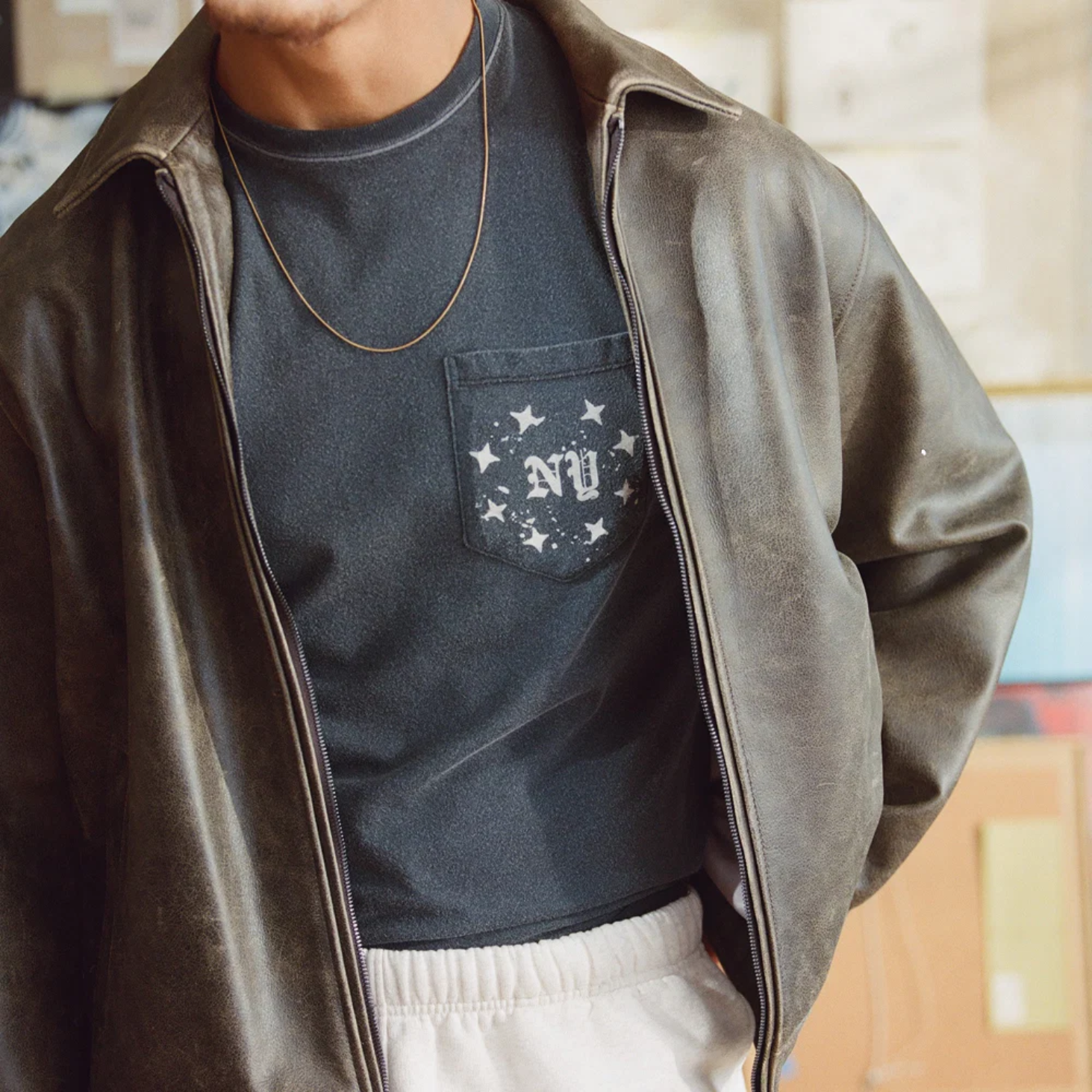 Polera Duke+Dexter NY Washed Black Pocket