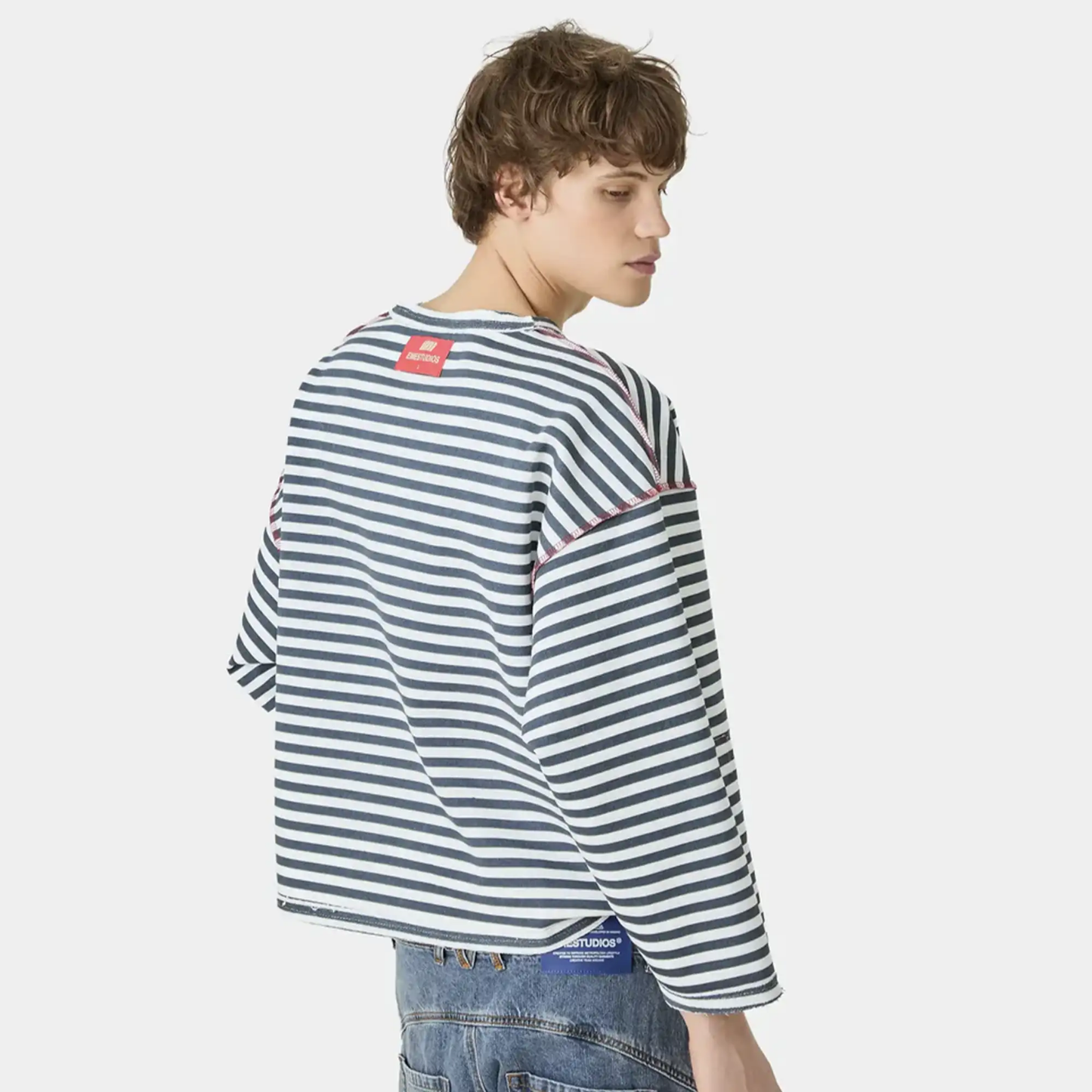 Poleron Eme Studios Sade Navy Reverse Crewneck