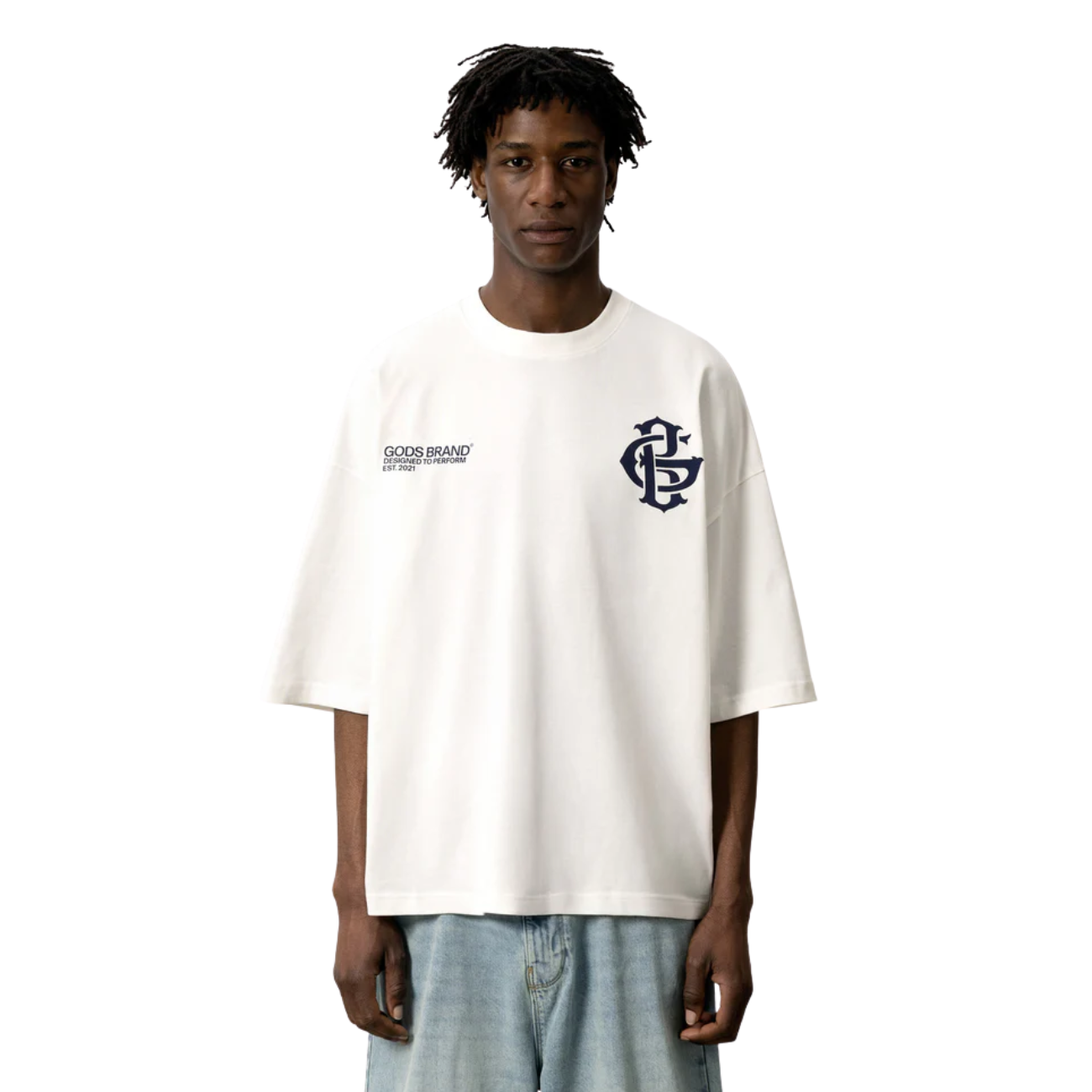 Polera Gods Brand Logo Boxy White