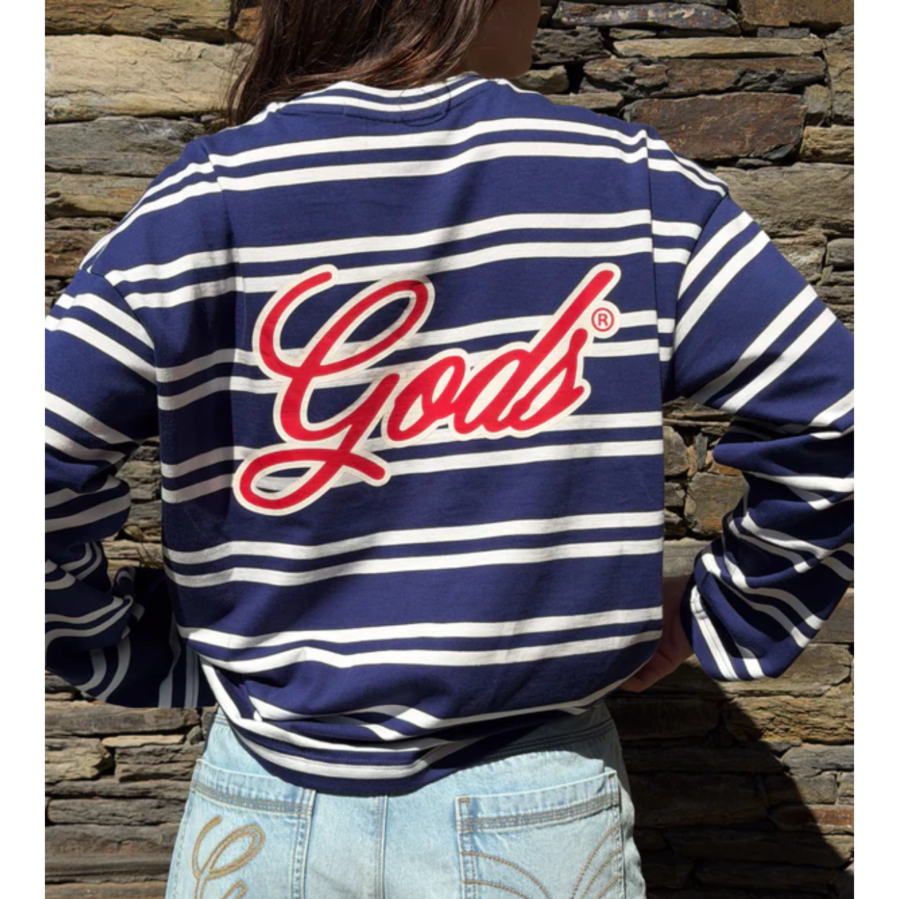 Polera Gods Brand Gods Star Striped LS Navy
