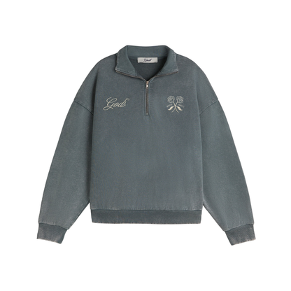 Poleron Gods Brand Half Zip Washed Dark Grey