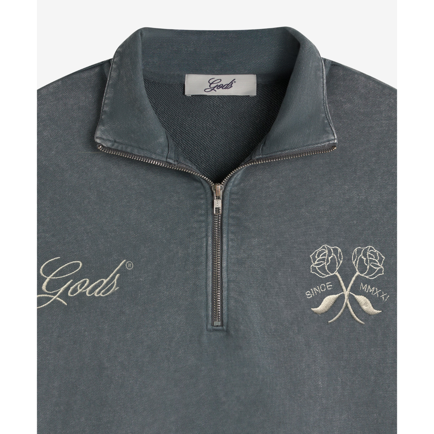 Poleron Gods Brand Half Zip Washed Dark Grey