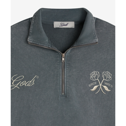 Poleron Gods Brand Half Zip Washed Dark Grey