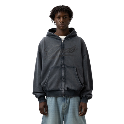 Poleron Gods Brand Sunfaded Zipper Dark Grey