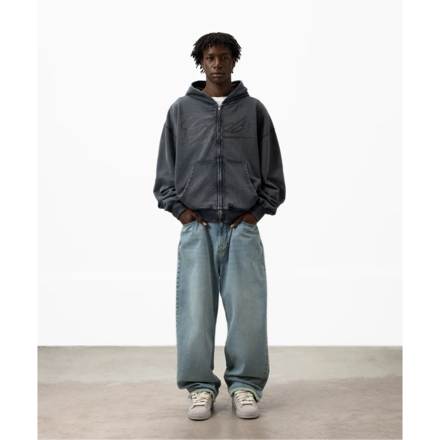 Poleron Gods Brand Sunfaded Zipper Dark Grey