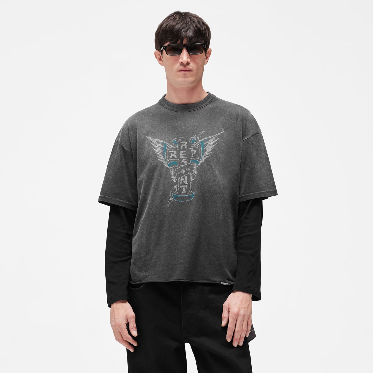 Polera Represent Westside Stained Black
