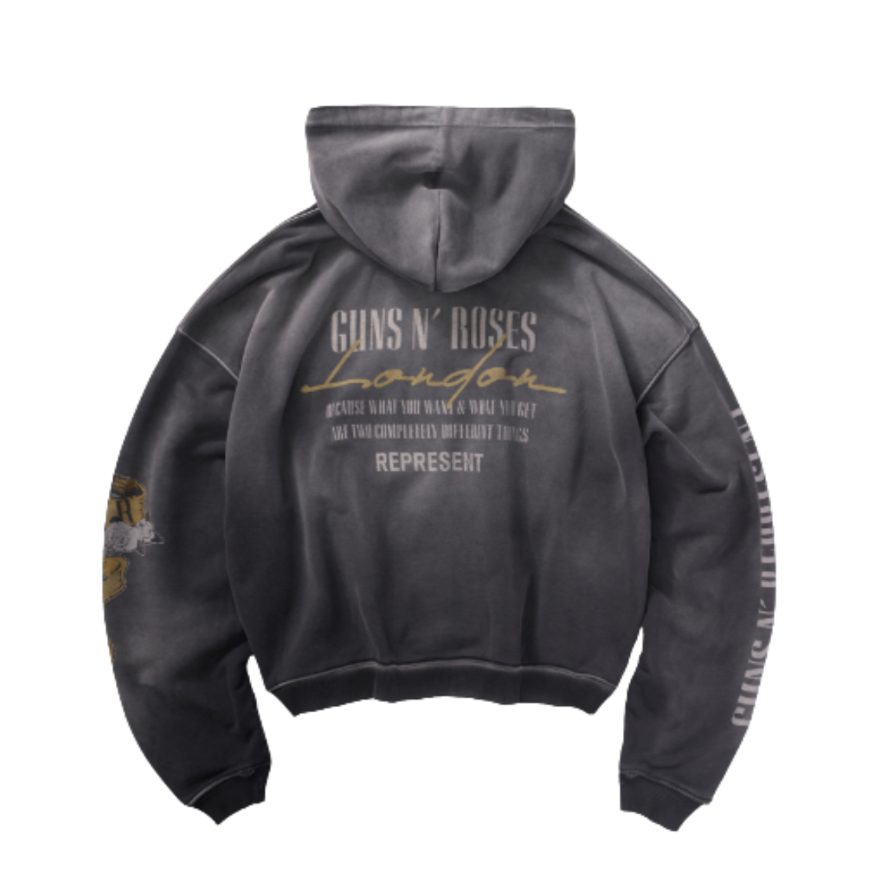 Poleron Represent GN'R Cross Zip Through Stained Black