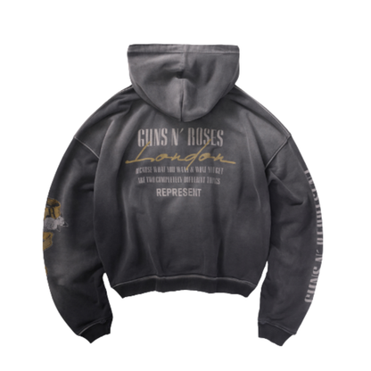 Poleron Represent GN'R Cross Zip Through Stained Black