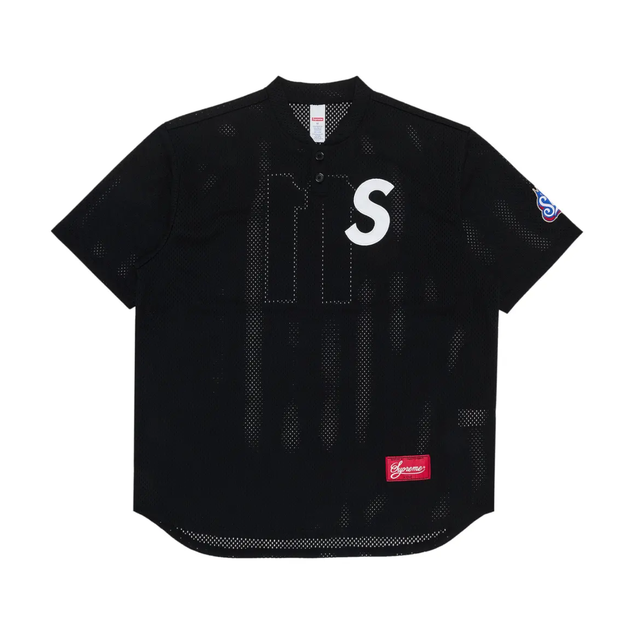 Polera Supreme S Logo Baseball Henley Black - XL