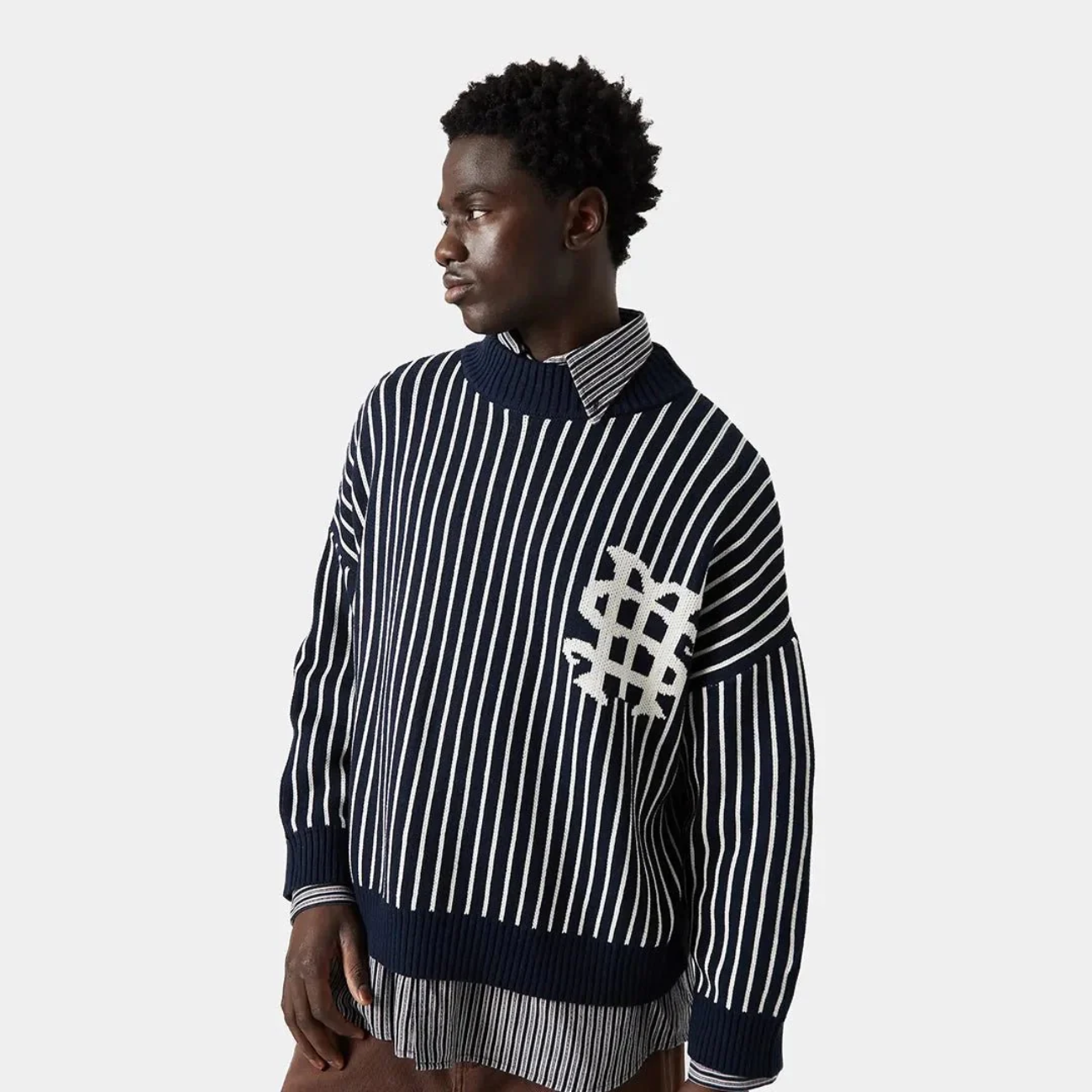 Sweater Eme Studios Badge Navy Stripes Knit