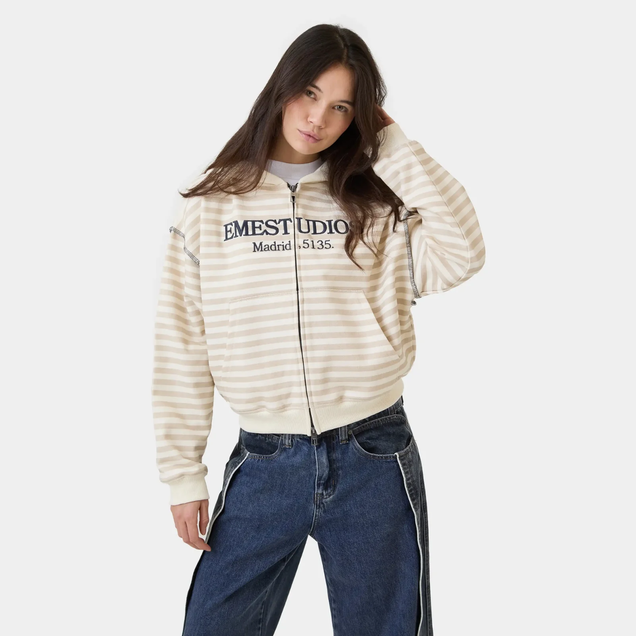 Poleron Eme Studios Capri Off Sand Full Zip