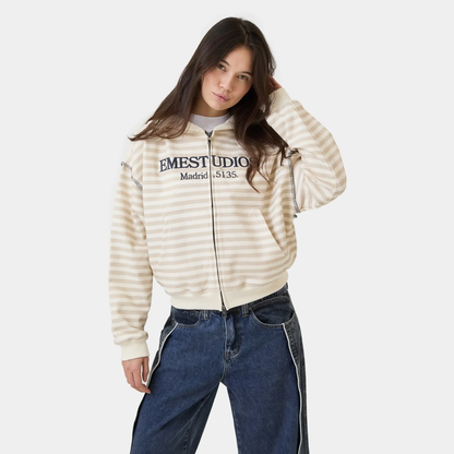 Poleron Eme Studios Capri Off Sand Full Zip