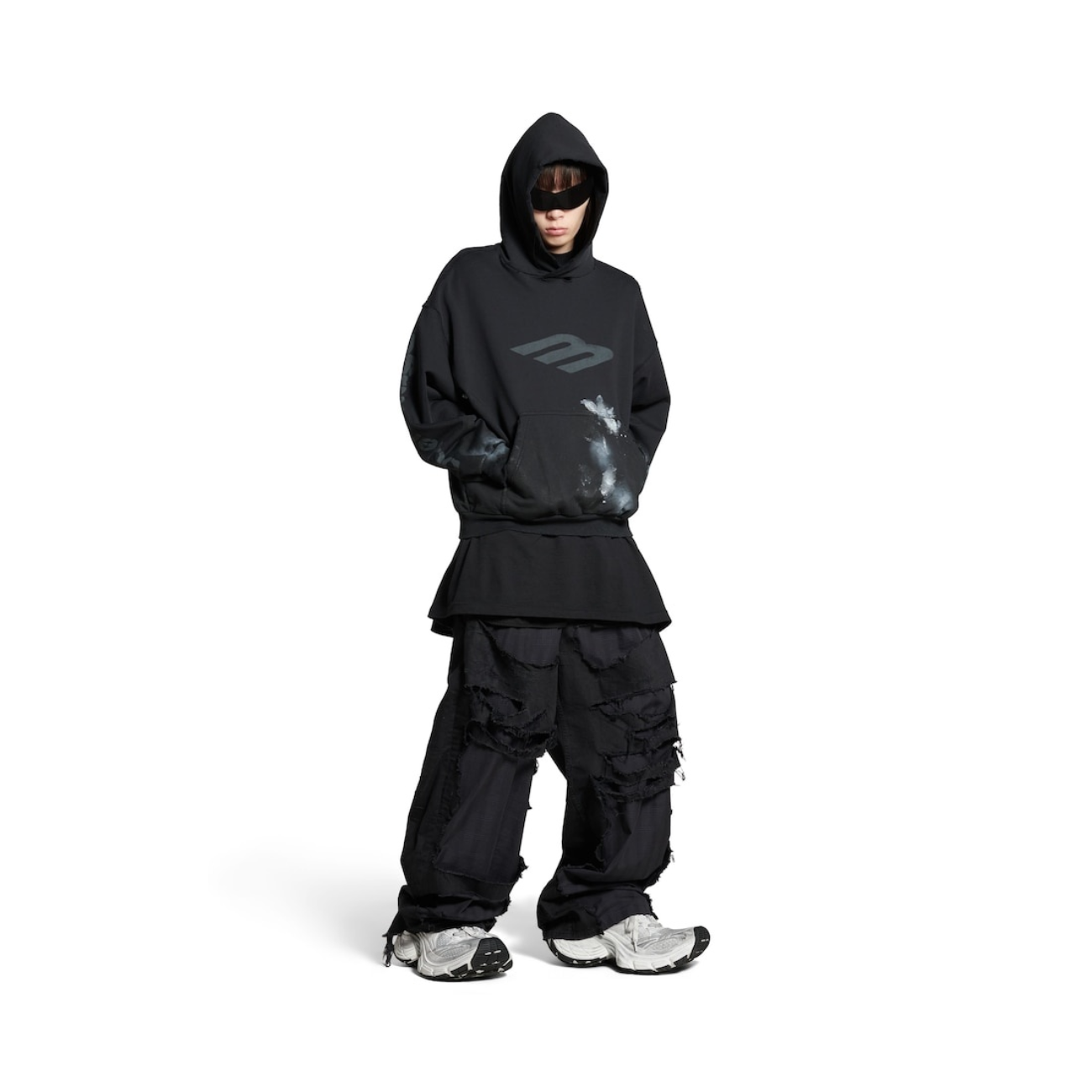 Poleron Balenciaga 3b Stencil Hoodie Medium Fit Black