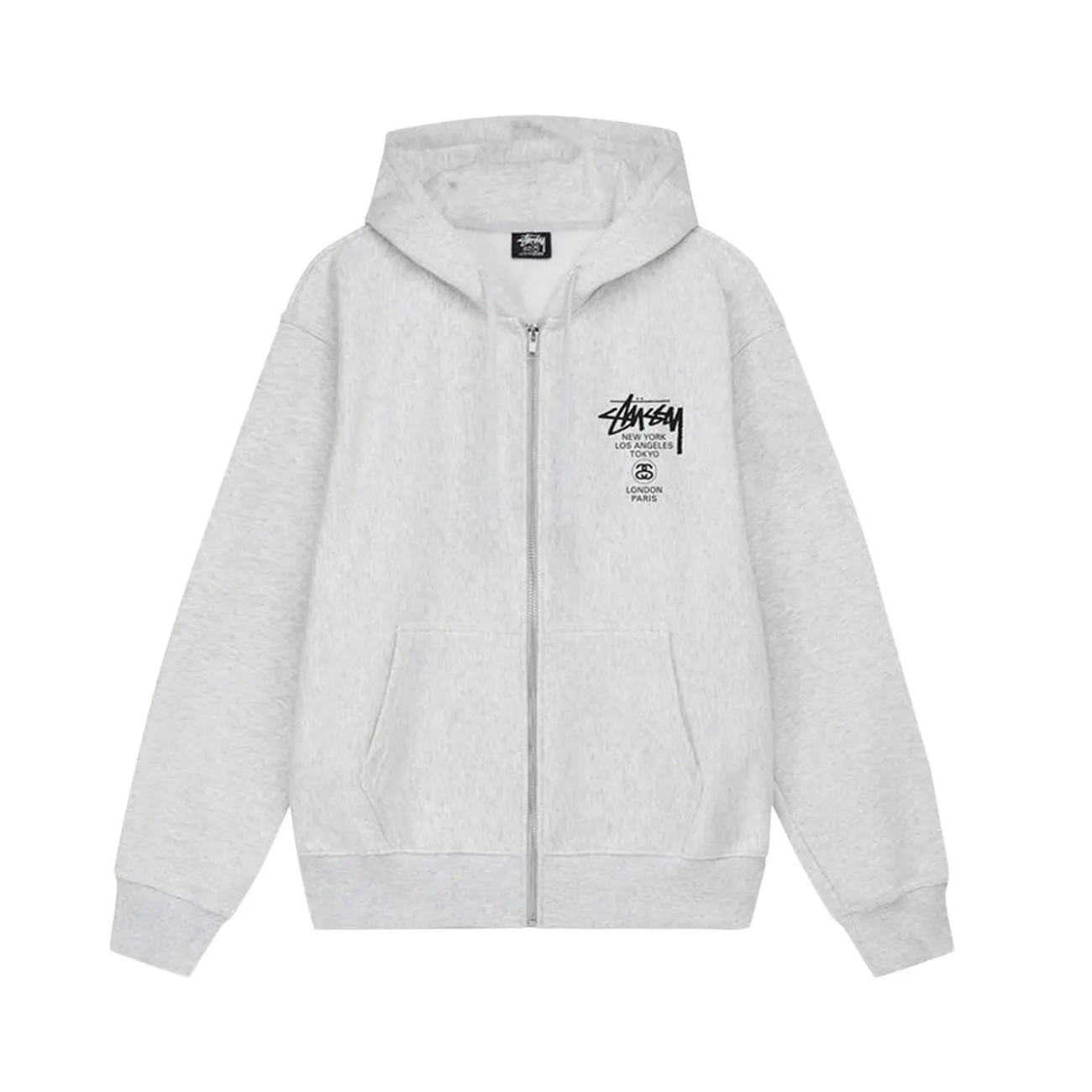 Poleron Stussy World Tour Zip-Up Ash Heather