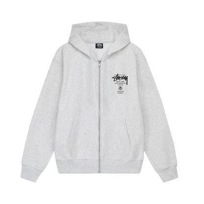 Poleron Stussy World Tour Zip-Up Ash Heather