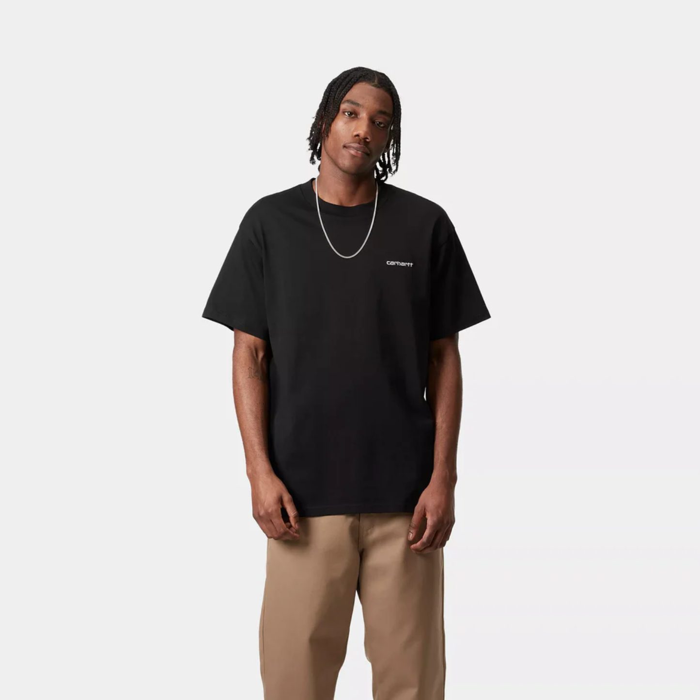 Polera Carhartt WIP S/S Script Embroidery Black