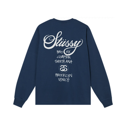 Polera Stussy World Tour LS Navy