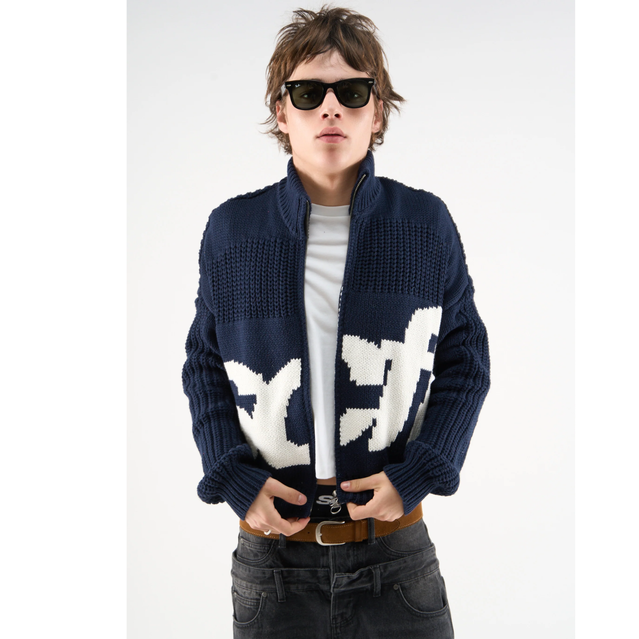 Sweater Scuffers SCFF Knit Zipper Blue