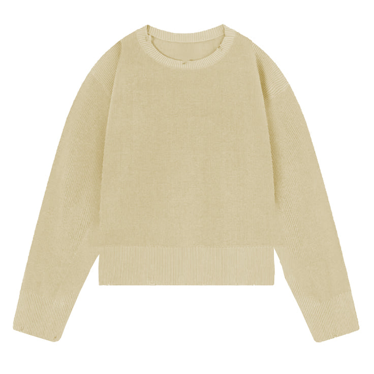Sweater Nude Perfect Cropped Knit Off-White - L