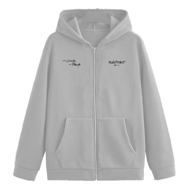 Poleron Nude Global Soon Zip-Up Grey Melange