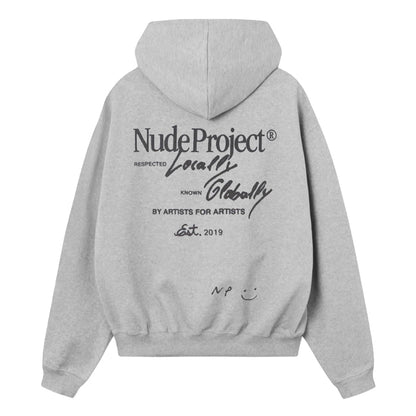 Poleron Nude Global Soon Zip-Up Grey Melange