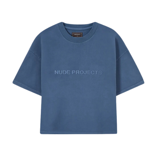 Polera Nude Boxy Cropped Blue