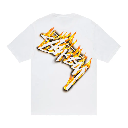 Polera Stussy Burning Stock White