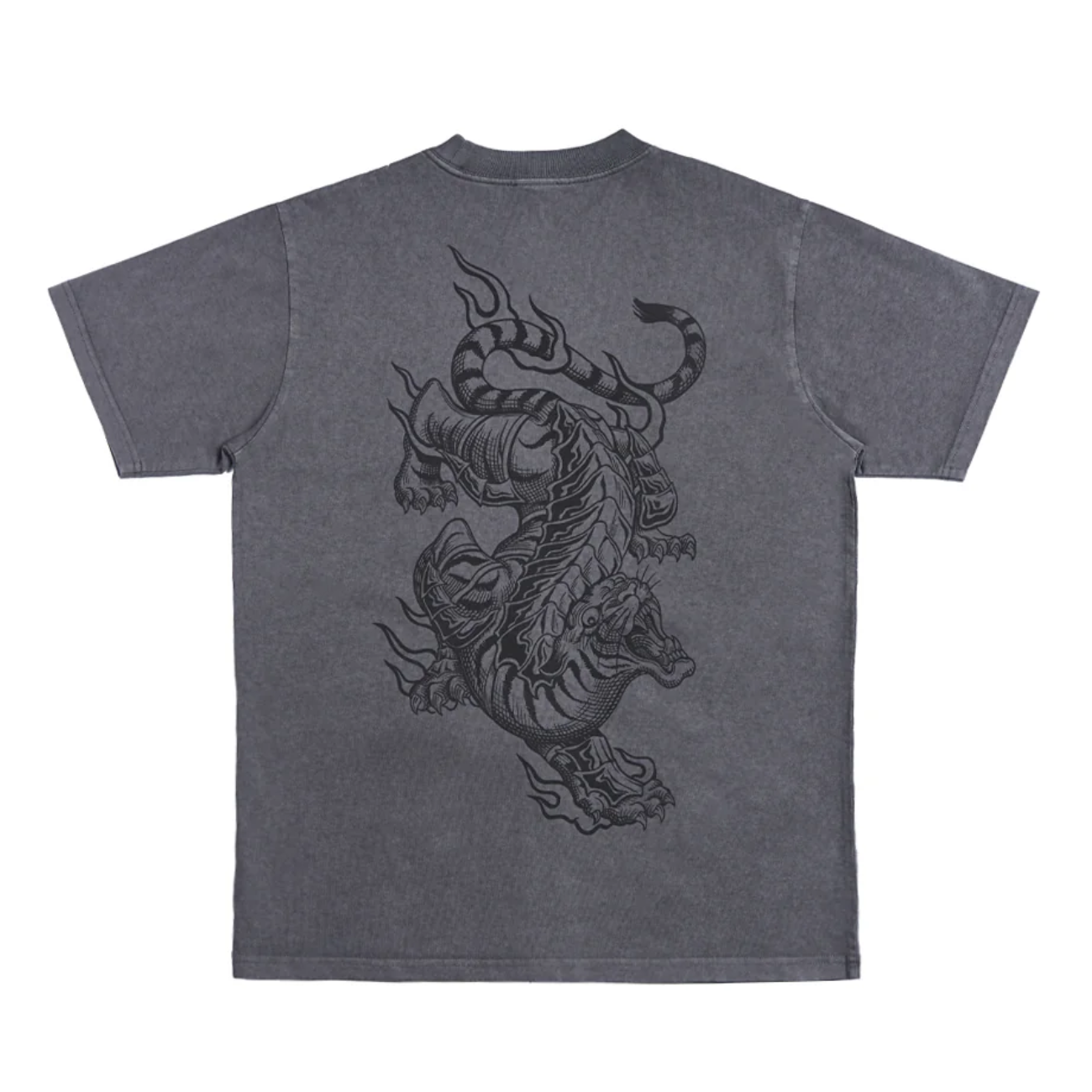 Polera More Amor Burning Tiger Gris