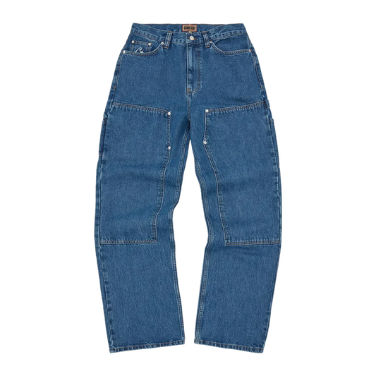 Pantalon Corteiz CRTZ Embossed C-Star Denim Work Pant Blue