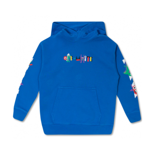 Poleron Off-white KIDS Logo Blue (12)