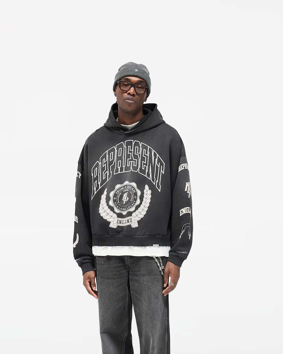 Poleron Represent Legacy Crest Stained Black