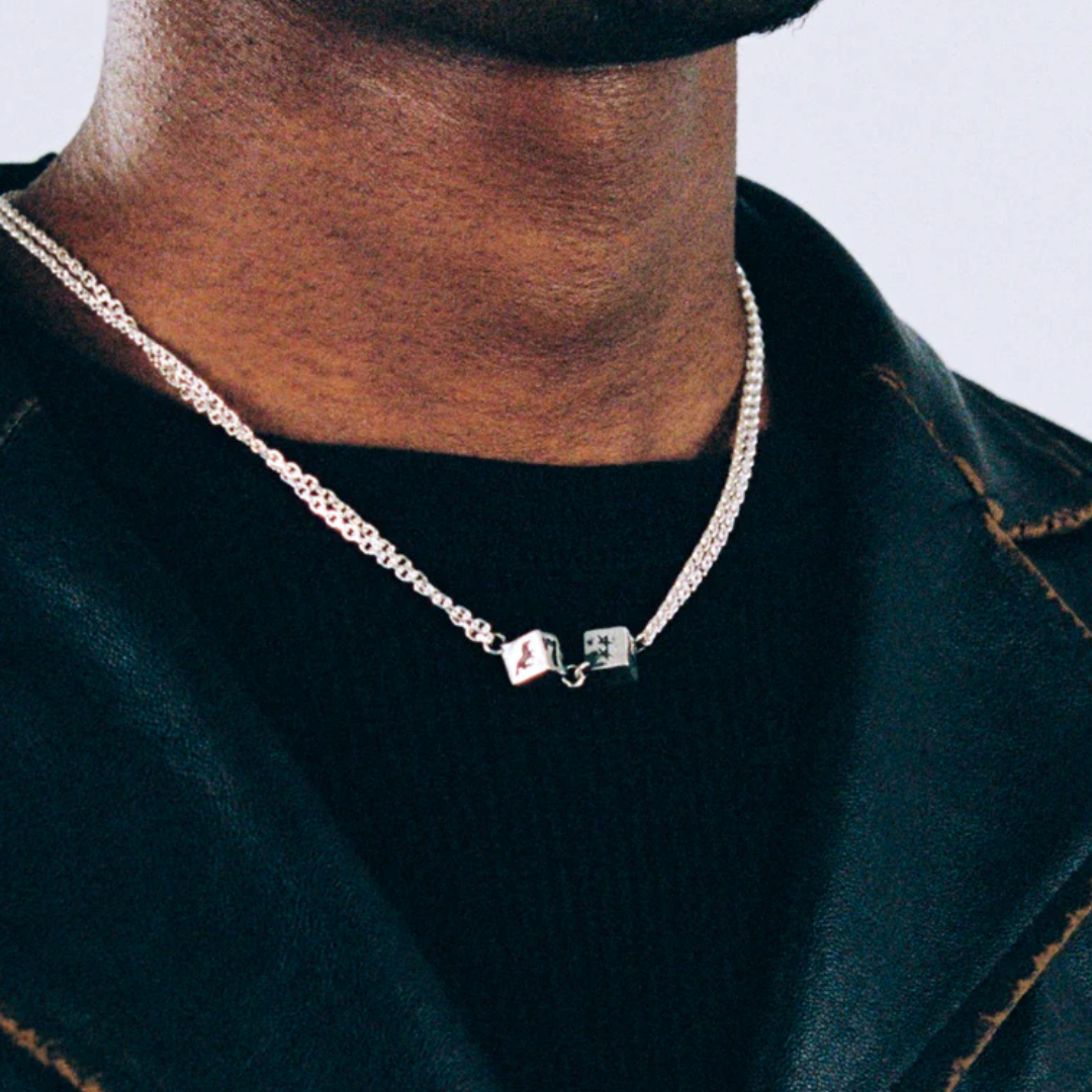 Collar Twojeys Dice Double Chain Silver
