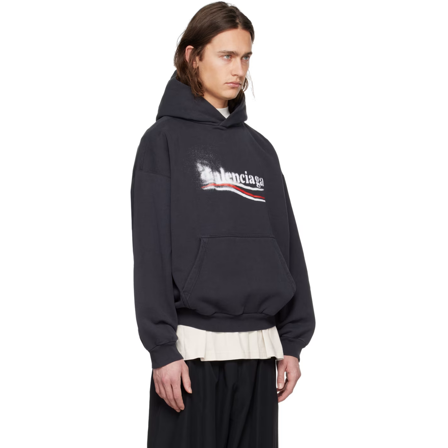 Poleron Balenciaga Political Stencil Medium Fit Faded Black