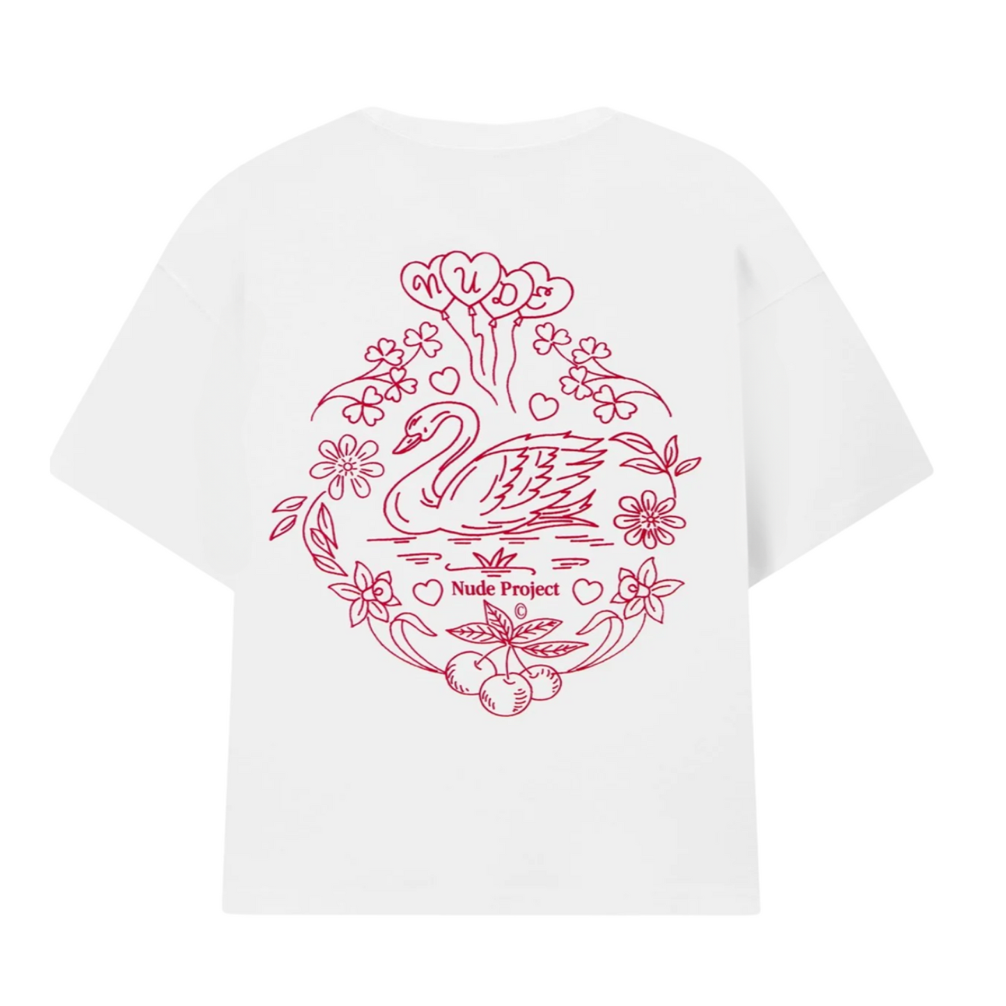 Polera Nude Swan Garden White