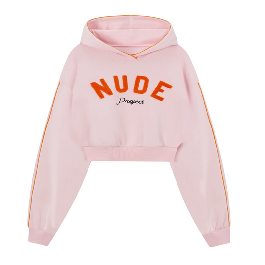 Poleron Nude Cropped Varsity Pink - M