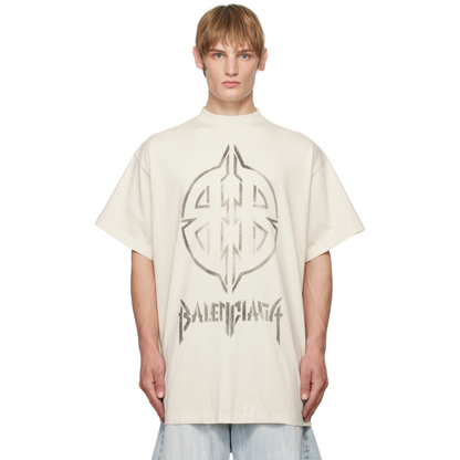 Polera Balenciaga Off-White Metal BB Stencil