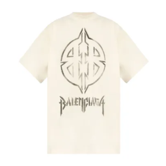 Polera Balenciaga Off-White Metal BB Stencil