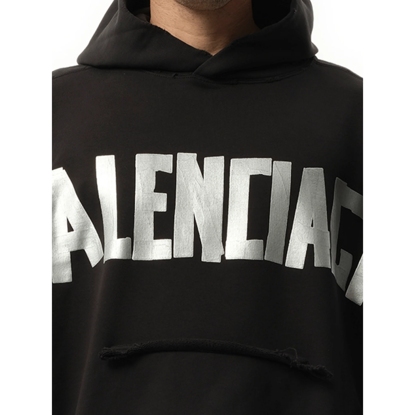 Poleron Balenciaga Ripped Pocket Faded Black/Silver