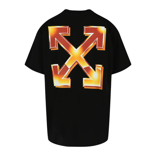 Polera Off-White Metal Arrows Print Over Black/Orange - XXS