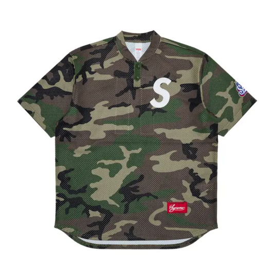 Polera Supreme S Logo Baseball Henley Woodland Camo