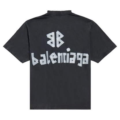 Polera Balenciaga New Tape Type Faded Washed Black