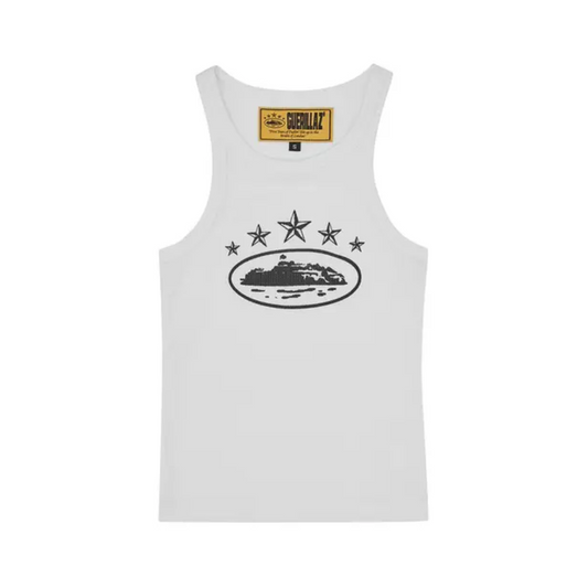Corteiz Womens 5 Starz Alcatraz Tank Top White