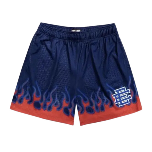 Eric Emanuel EE Blue And Red Flame Shorts (USED)