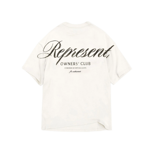Polera Represent Owners Club Script Flat White