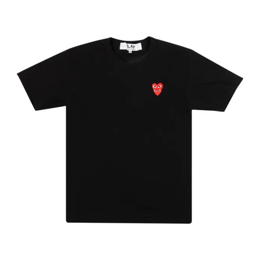 Polera CdG Play Double Heart Black